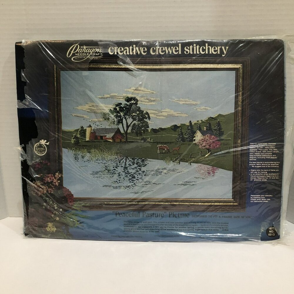 Paragon Crewel Embroidery Peaceful Pasture #0313 Picture Kit 18 x 24 Open Pkg - Picture 8 of 8